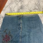 Loft Vintage  Embroidered floral Denim Jean Skirt 100% Cotton Low rise Size 8 Photo 3