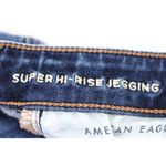 American Eagle AEO Womens 4 Super Hi-Rise Jegging Distressed Dark Wash Stretch Hipster Grunge Photo 7