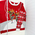 Holiday Time Red Dancing Reindeer Christmas Ugly Sweater Size XL (16-18) Photo 9