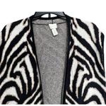 Chico's Maggie Duster Womens Small Black Tan Zebra Open Sweater Vest Lightweight Photo 2