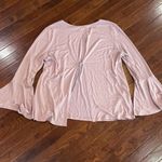 She & Sky  long sleeve split tie back pink top size large Photo 3