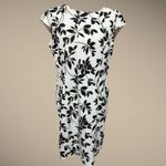 Preston & York Dress Ivory White Black Floral Leaves sz 14 Photo 9