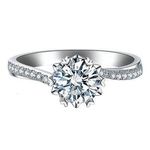 18K White Gold Plated Adjustable 1 CT CZ Diamond Wedding Ring for Women Photo 0