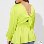 Torrid NWT Plus 0 0X XL Open Back Satin Lime Babydoll Top Blouse Shirt NWT Photo 2