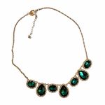2028 Gold Tone Emerald Green Crystal Drop Necklace Photo 5