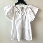 joe's jeans Joe’s Flutter Sleeve Poplin Blouse White S‎ Photo 2
