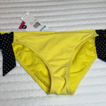 Roxy  Yellow With Black Polka Dot Tie Side Swimsuit Bikini Bottom L Large NWT $36 Photo 0