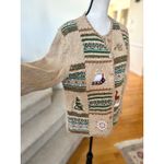 Vintage 90s Tan Christmas Holiday Cardigan Cabin Cozy Deer Fair Isle Size L Photo 4