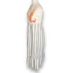 Melloday Embroidered Floral Striped Sundress Smocked Back Ruffle Hem Strapless White Size XS Photo 7