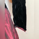 Vintage ILGWU Black & Burgundy Velvet Floral Formal Dress, Size 14 Photo 2