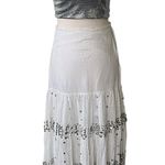 Sharagano  Classic White Cotton Sequined Maxi Skirt Photo 11