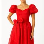 American Vintage  80’s Roberta red formal party dress, puff sleeves tie-waist XS Photo 0