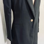 ZARA  Women Elegant Black Gold Button Long Shoulder Pads Lapel Collar Blazer M Photo 7