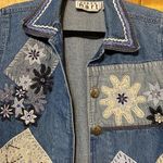 Keren Hart Vintage Jean Jacket Appliqué Beaded Boho Retro  Small Photo 1