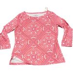 Vineyard Vines  SCARF SANKATY  BOATNECK PRINT FORMOSA PINK LONG SLEEVE TOP M Photo 0