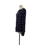 Anthropologie Kendra Dandy Dreamer Buttondown Top Blouse Pineapple Navy Blue 12 Photo 6