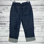 Liz Claiborne  NWT Size 8 Dark Blue Wash Denim Cuffed Leg Cropped Jeans Photo 1