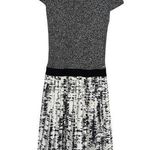 Escada Sport Black White Mixed Media Pleated Abstract Short Sleeve Dress Size 38 Photo 0