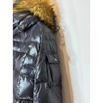 S13 New York Women's gloss chalet jet Puffer down & Feather Jacket Faux Fur Hood Black Size M Photo 12
