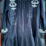 Free People  Jocelyn Small Black Mesh
Tunic Swiss Dot Pleated White Photo 6