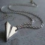 Lovely Paper Airplane Pendant Necklace Gray Photo 4