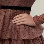 Rachel Parcell NWT Ruffle Tiered Midi Dress Brown Black Polka Dot Chiffon Size 4 Photo 10