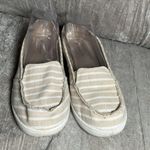 Womens casual flats shoes Size 7 8 oxfords white Tan stripe Casual Boat Vacation Photo 1
