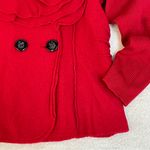 Alfani Merino Wool Ruffle Collar Double Button Red Button-Up Knit Sweater Sophisticated Photo 1