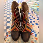 GOBY LUV 39 Geometric Striped Ankle Vegan Leather Zip Boots Booties Red Size 8 Photo 3