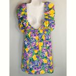 ZARA  Green Purple Yellow Floral Mini Corset Dress Womens Large Coquette Girl Photo 8
