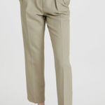 ANINE BING Women's Mycah Wool Pleated Trousers Pants Size 30 Khaki Green Casual Photo 0