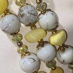 Summer Breeze 3 Strand Yellow & Spun gold in milk glass beads necklace Photo 7
