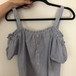 Springfield gorgeous striped cold shoulder white black boho shirt, size S resort Photo 2