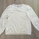 Loft  Women’s Cream Wool Blend Puff Sleeve Sweater Sz PL Photo 0