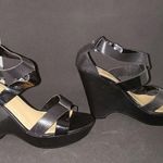 Nine West Neema Black Leather Upper Wedge Heels (8) Photo 0