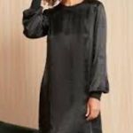 LA Made Black Satin Tunic Dress Sz L Photo 1