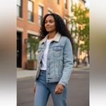 George Womens Jean Jacket Sherpa Lined Trucker Size M Blue Size M Photo 1