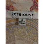 Rose Olive Paisley Print V Neck Long Sleeve Blouse Womens XL Peach Pink Orange Photo 2