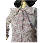 American Vintage Vintage Contima pink purple floral pop over dress with long pussybow size large Photo 2