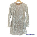 Dress the Population  Sequin Lace Overlay Dress Long Sleeve Cream Size Small FLAW Photo 1