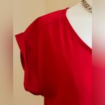 EXPRESS Bright Red Gold Zipper Short Rolled Up Sleeves Light Material Sz SP. Photo 2