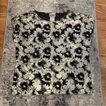 Vintage Oraré Made in USA Black and Silver Metallic Floral Top Size 10 Photo 3