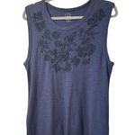 Gap Navy Blue Cotton Embroidered Muscle Tank Top Photo 0