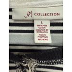 JM Collection  Prima Cotton Black White Striped Long Sleeve Button Up Size Large Photo 4