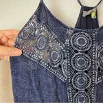 Finn and Clover  Navy Blue Washed Boho Drop Waist Dress w/Lace Panel Size L Photo 4