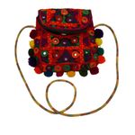 Free People Embroidered Mini Bag Pom Pom Multicolored Shoulder Bag Photo 3