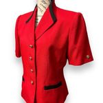 Kasper ASL 6 Red Black Cropped Blazer Gold Button Jacket Career Y2K Power Office Photo 2
