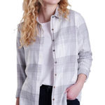 Kuhl  Women's Kamila Flannel Shirt Light Gray Plaid Button Down Size SMALL Photo 0