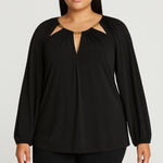 Michael Kors Michael  Black Gold Chain Keyhole Blouse Women’s Plus 2X NWT Photo 0