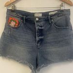 Jessica Simpson Infinite High-Waist Cut Off Jean Shorts - Size 32 Knit Patch Photo 0